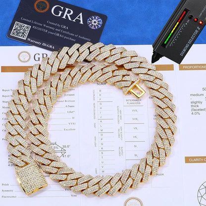 20mm -Cut Moissanite Cuban Link Chain – S925 Sterling Silver Iced-Out Hip Hop Men’s Bold Luxury Streetwear Necklace - CaratixJewelry