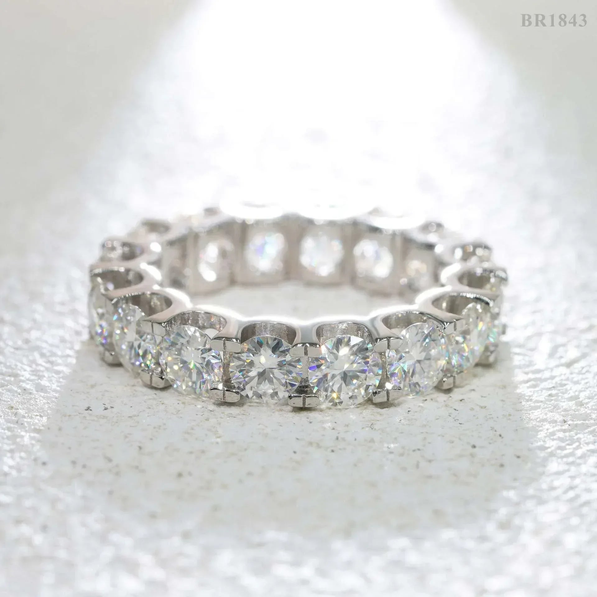 5mm Moissanite Band Ring | S925 Silver Unisex Iced Out Hip Hop Fashion Jewelry - CaratixJewelry