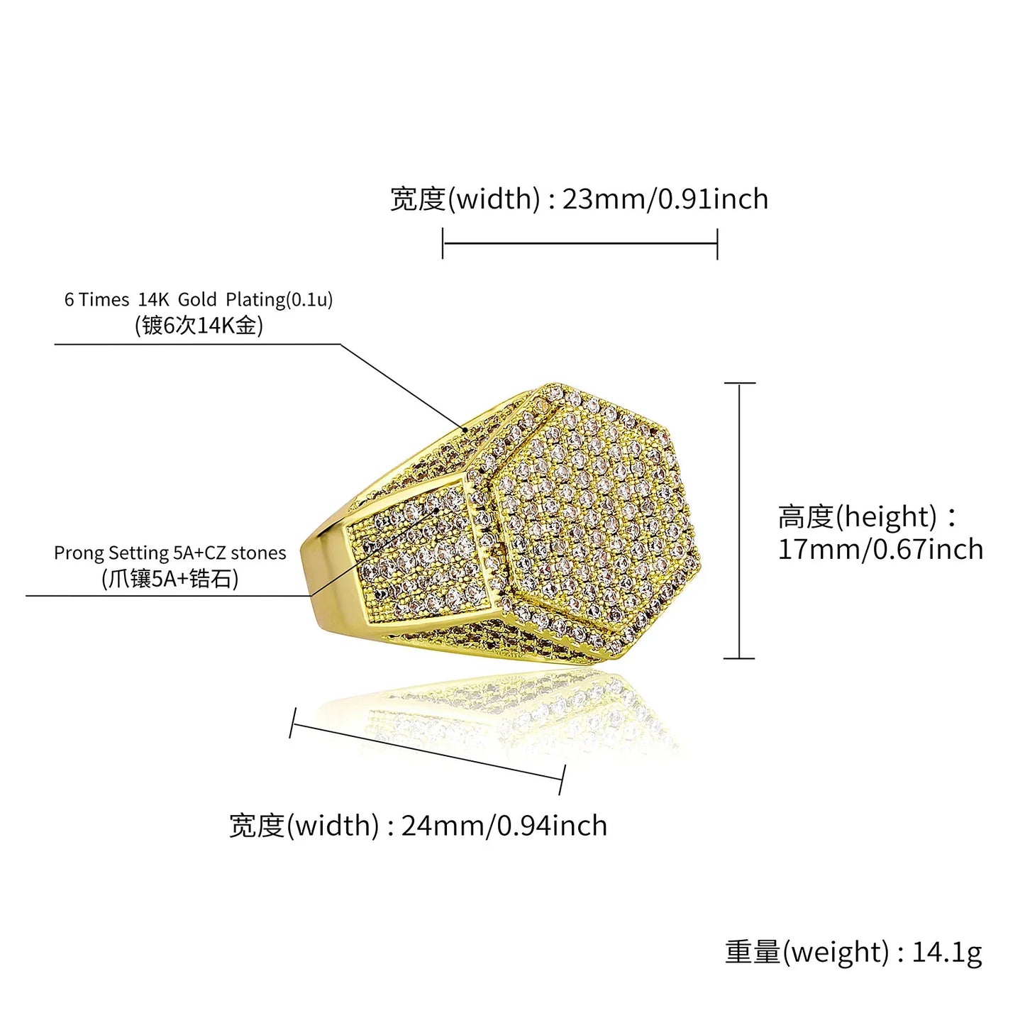 Geometric Polygon Wide Band Ring | Adjustable Open-Shank Jewelry | Caratix