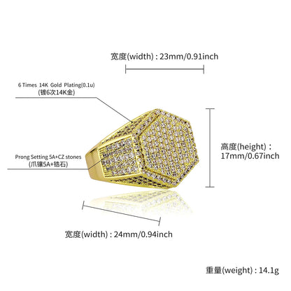 Geometric Polygon Wide Band Ring | Adjustable Open-Shank Jewelry | Caratix