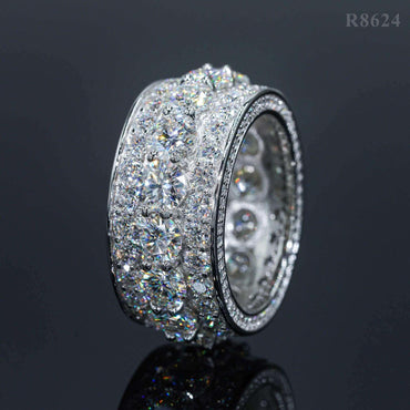 5mm Moissanite Men’s Ring | S925 Silver Full Iced Out Hip Hop Rapper Jewelry - CaratixJewelry
