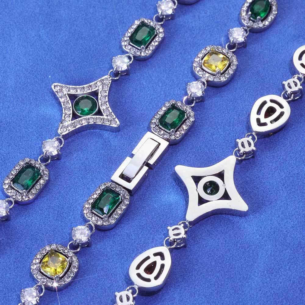 Custom 10mm Stainless Steel Colorful Gemstone Chain | Premium Iced Out Jewelry | Caratix - CaratixJewelry