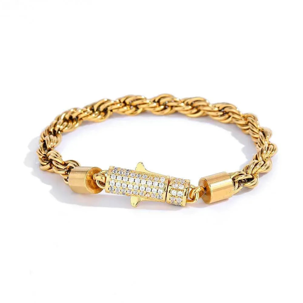 6mm Twist Rope Chain Stainless Steel Bracelet Caratix Jewelry - CaratixJewelry