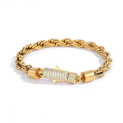 6mm Twist Rope Chain Stainless Steel Bracelet Caratix Jewelry - CaratixJewelry