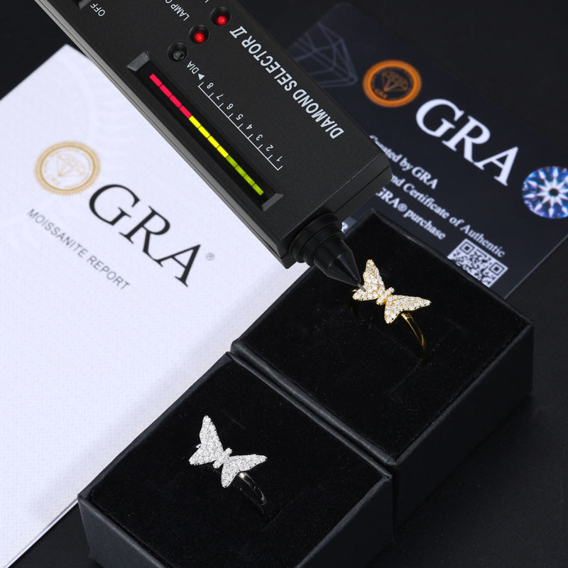 Iced Out Moissanite Butterfly Flower Ring S925 | Caratix