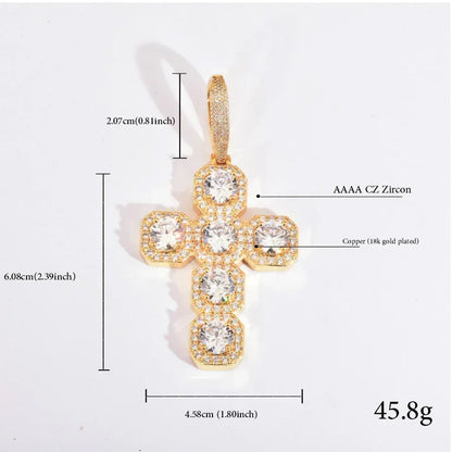 CZ Cross Pendant Necklace | Hip Hop Punk Streetwear Jewelry - CaratixJewelry