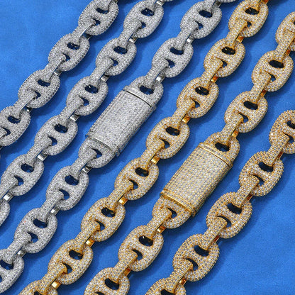 Hip Hop Jewelry 16mm S925 Silver Cuban Link Bracelet – CZ Pig Nose Chain, Trendy Men’s Fashion Accessory | Caratix Jewelry - CaratixJewelry