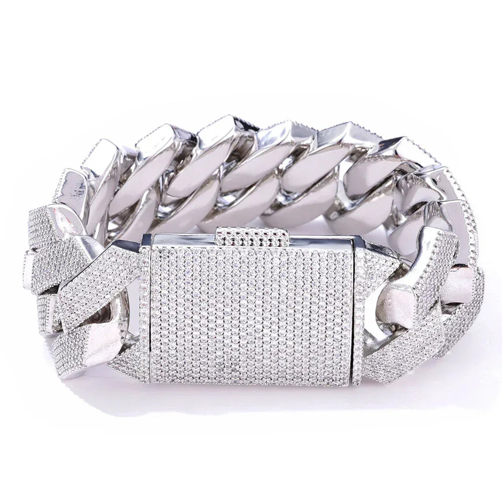 Iced Out Cuban Bracelet Six Row Zircon Cuban Link Gold Chain Style - CaratixJewelry