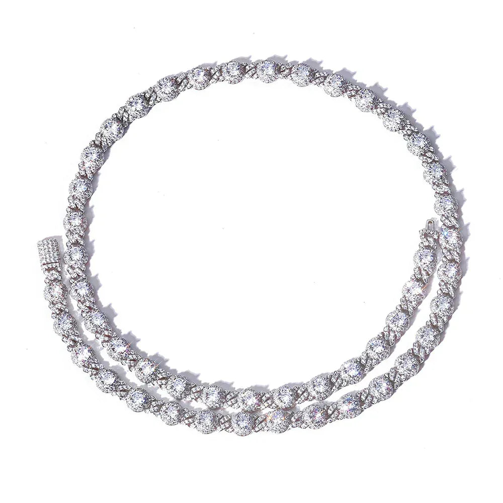 7.5mm Moissanite Bead Chain Necklace – S925 Sterling Silver Minimalist Luxury Hip Hop Jewelry - CaratixJewelry
