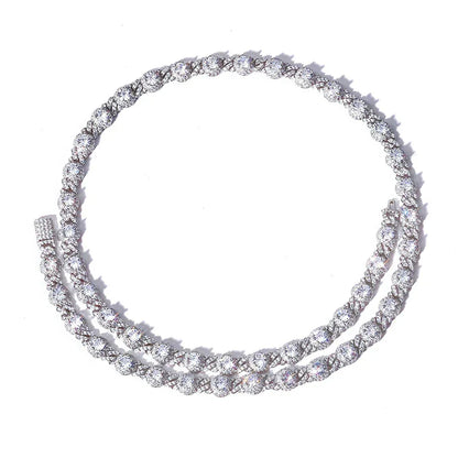 7.5mm Moissanite Bead Chain Necklace – S925 Sterling Silver Minimalist Luxury Hip Hop Jewelry - CaratixJewelry