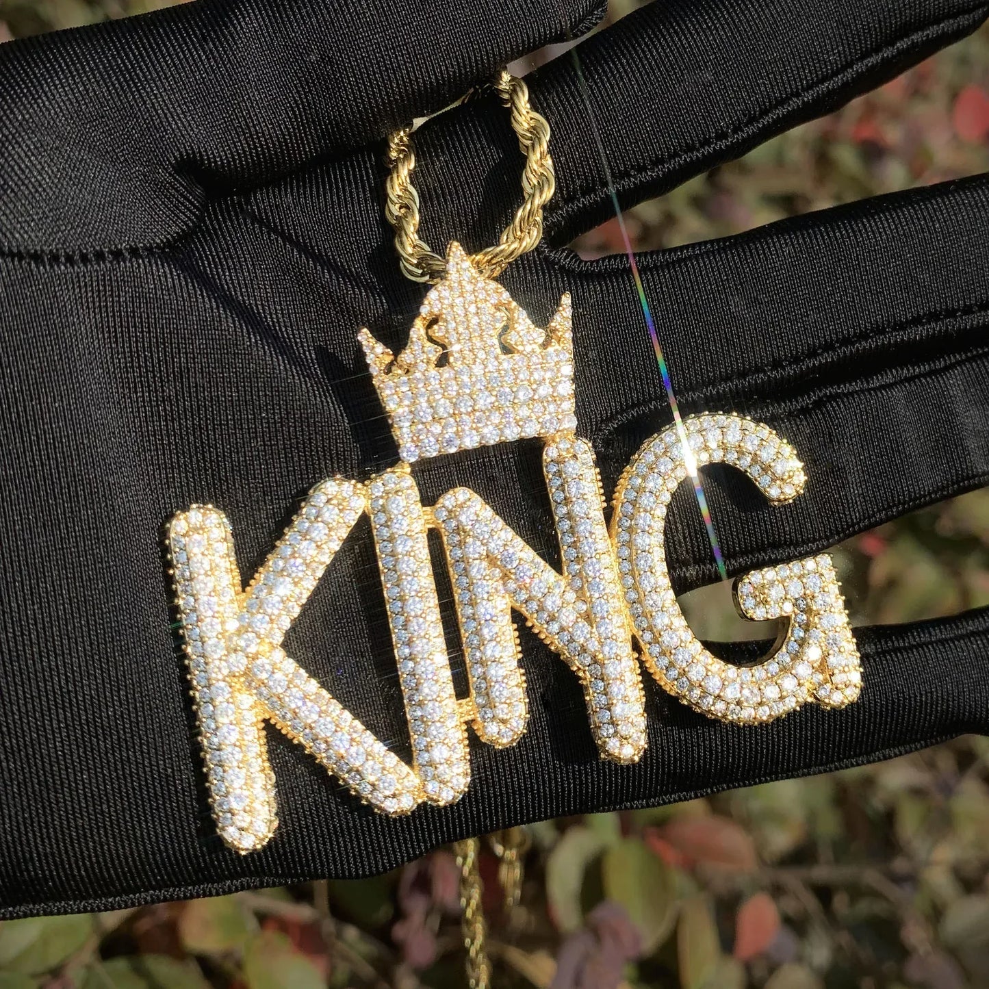 KING Letter Pendant Necklace | Iced Out Hip Hop Streetwear Jewelry - CaratixJewelry