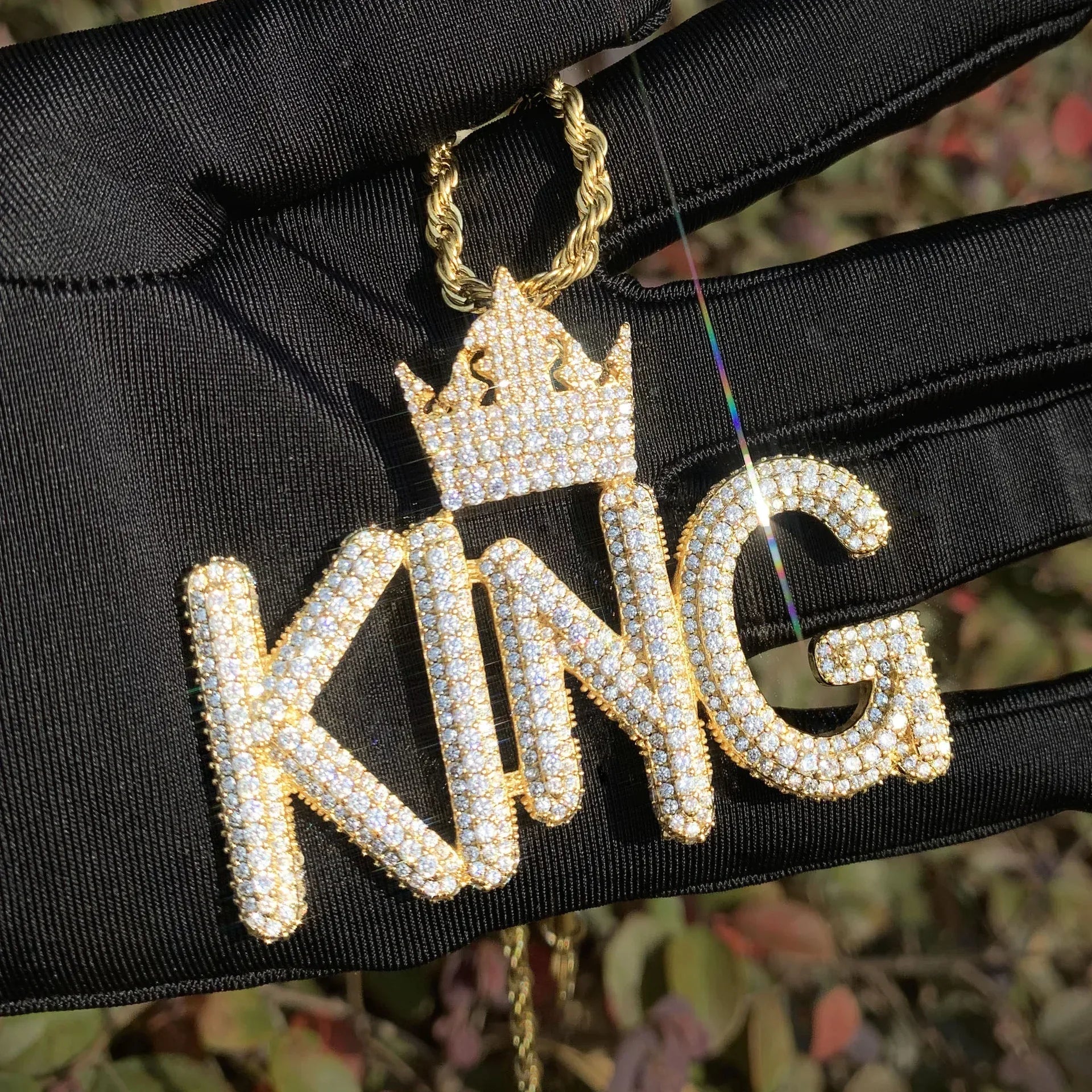 KING Letter Pendant Necklace | Iced Out Hip Hop Streetwear Jewelry - CaratixJewelry