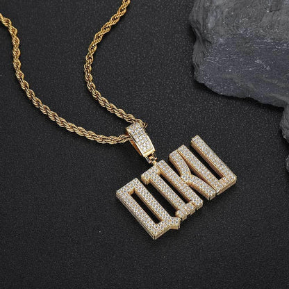 Custom Letter Pendant Necklace with Copper Frame and Zircon Stones for Men | Caratix Jewelry - CaratixJewelry
