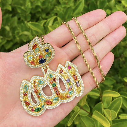 VVS Moissanite Hip Hop Pendant | Passes Tester | Men's Multicolor Iced Out Necklace - CaratixJewelry