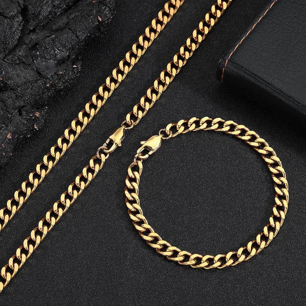 6mm Cuban Link Bracelet with Stainless Steel and Titanium Steel - CaratixJewelry