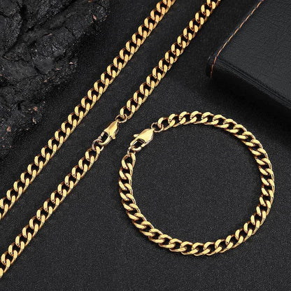 6mm Cuban Link Bracelet with Stainless Steel and Titanium Steel - CaratixJewelry