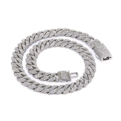 14mm Iced Out Cuban Chain Necklace Zircon Rapper - CaratixJewelry