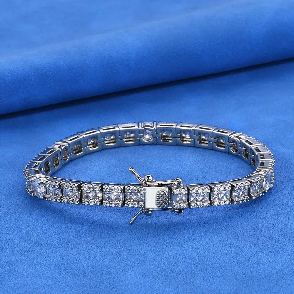 Custom 6mm Mixed-Cut Round & Square Tennis Chain Hip Hop Bling | Caratix - CaratixJewelry