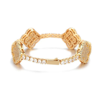 Custom S925 Silver Clover Tennis Bracelet | Elegant Women's Iced Out Jewelry | Caratix - CaratixJewelry