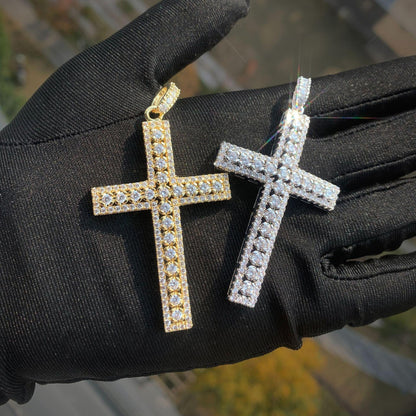 Iced Out Cross Pendant Necklace | CZ Hip Hop Unisex Streetwear Jewelry - CaratixJewelry