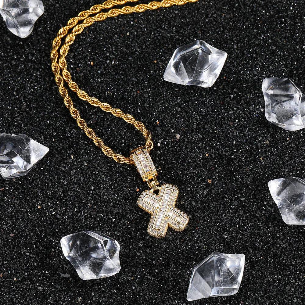 Custom Iced-Out Letter Pendant Necklace with Zircon Stones for Men | Caratix Jewelry - CaratixJewelry