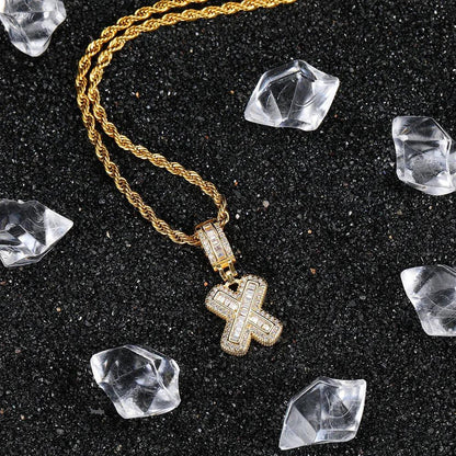 Custom Iced-Out Letter Pendant Necklace with Zircon Stones for Men | Caratix Jewelry - CaratixJewelry