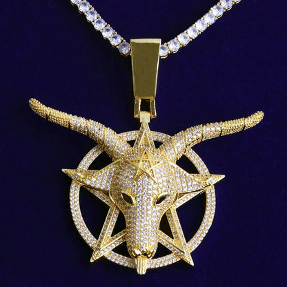 Iced Out "G.O.A.T." Head Pendant | Men's Greatest of All Time Necklace - CaratixJewelry