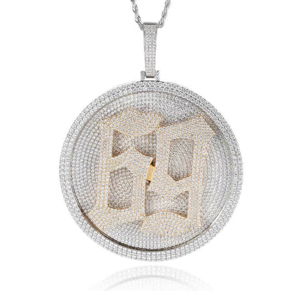 Custom Rotating Letter Pendant Necklace with Micro-Pave Zircon Stones for Men | Caratix Jewelry - CaratixJewelry