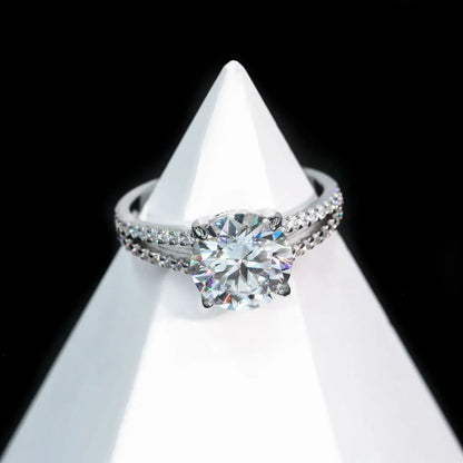 3ct Round Moissanite Wedding Ring | S925 Silver Minimalist Bridal Jewelry - CaratixJewelry