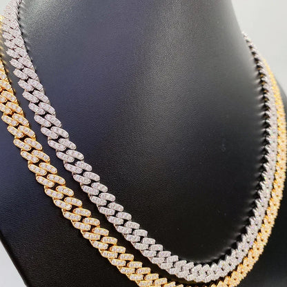 8mm Moissanite Cuban Link Necklace | S925 Silver Iced Out Chain - CaratixJewelry