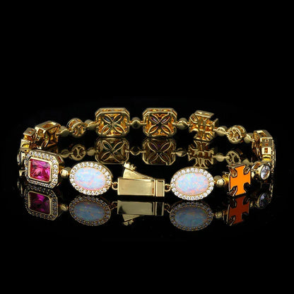 Colorful Gemstone Zircon Bracelet Luxury Hip Hop Jewelry for Men & Women | Caratix Jewelry - CaratixJewelry