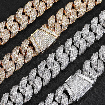 24mm Iced Out Bubble Cuban Chain Necklace T-Cut Zircon - CaratixJewelry