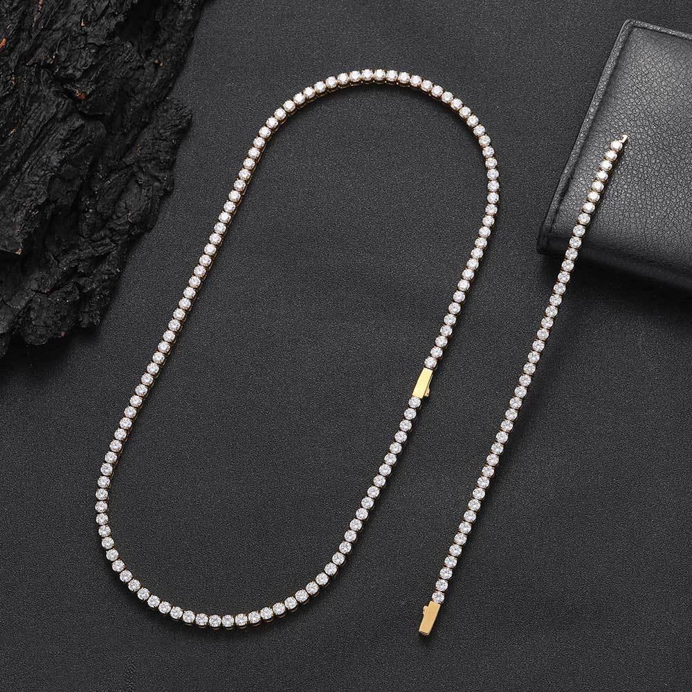 4mm Zircon Tennis Chain Bracelet with Spring Clasp Stainless Steel for Men | Caratix Jewelry - CaratixJewelry
