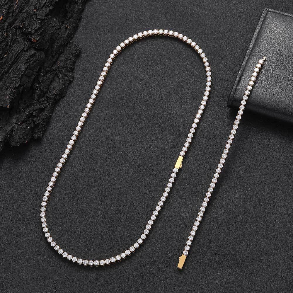 Custom Moissanite Stainless Steel Tennis Chain | Durable Men's & Women's Bling Jewelry | Caratix - CaratixJewelry