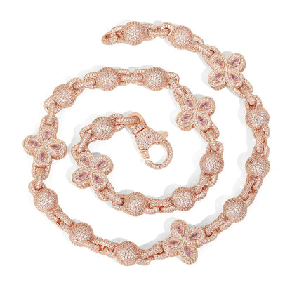 10mm Multi-Color Clover Bubble Chain | Iced Out Clasp 3D Ball Necklace | Custom Iced Out Jewelry | Caratix - CaratixJewelry