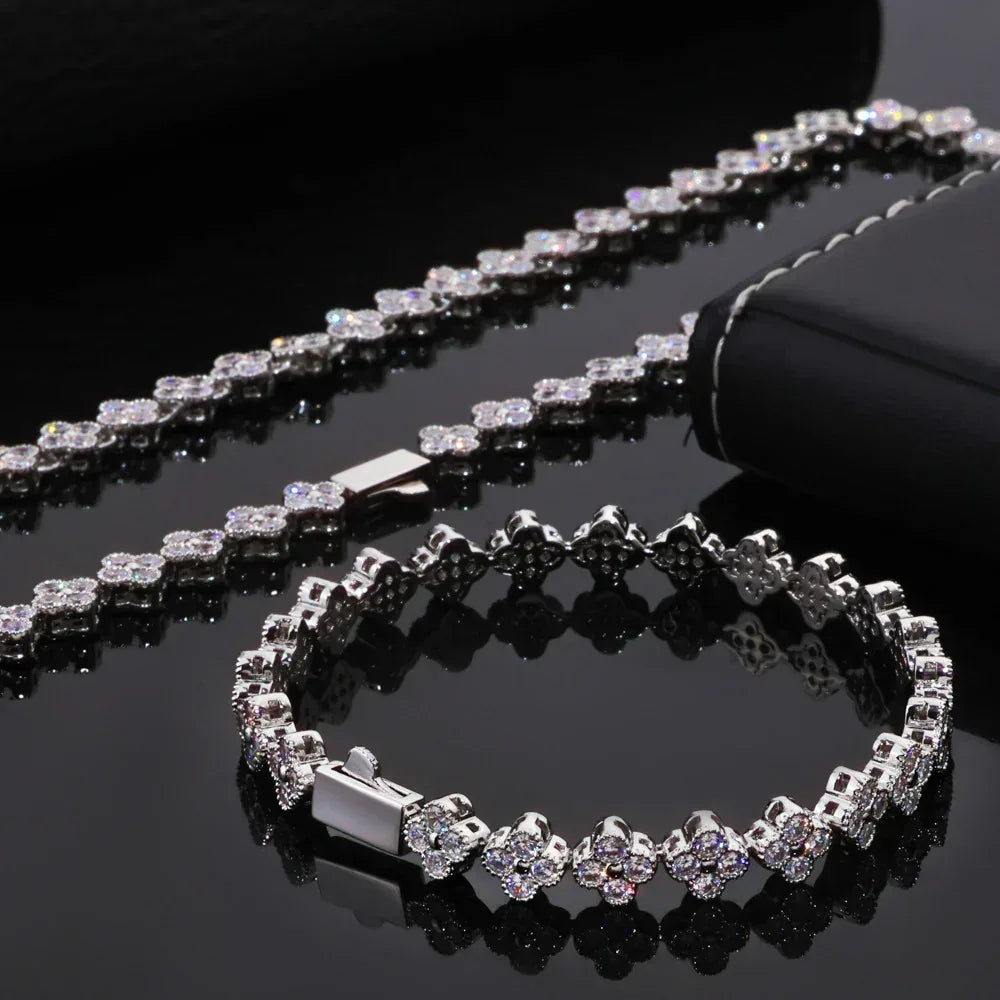 7mm Full Flower Link Bracelet Hip Hop Jewelry Rapper Iced Out Chain for Men | Caratix Jewelry - CaratixJewelry
