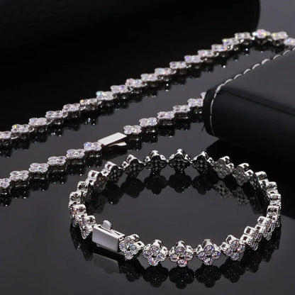 7mm Full Flower Link Bracelet Hip Hop Jewelry Rapper Iced Out Chain for Men | Caratix Jewelry - CaratixJewelry