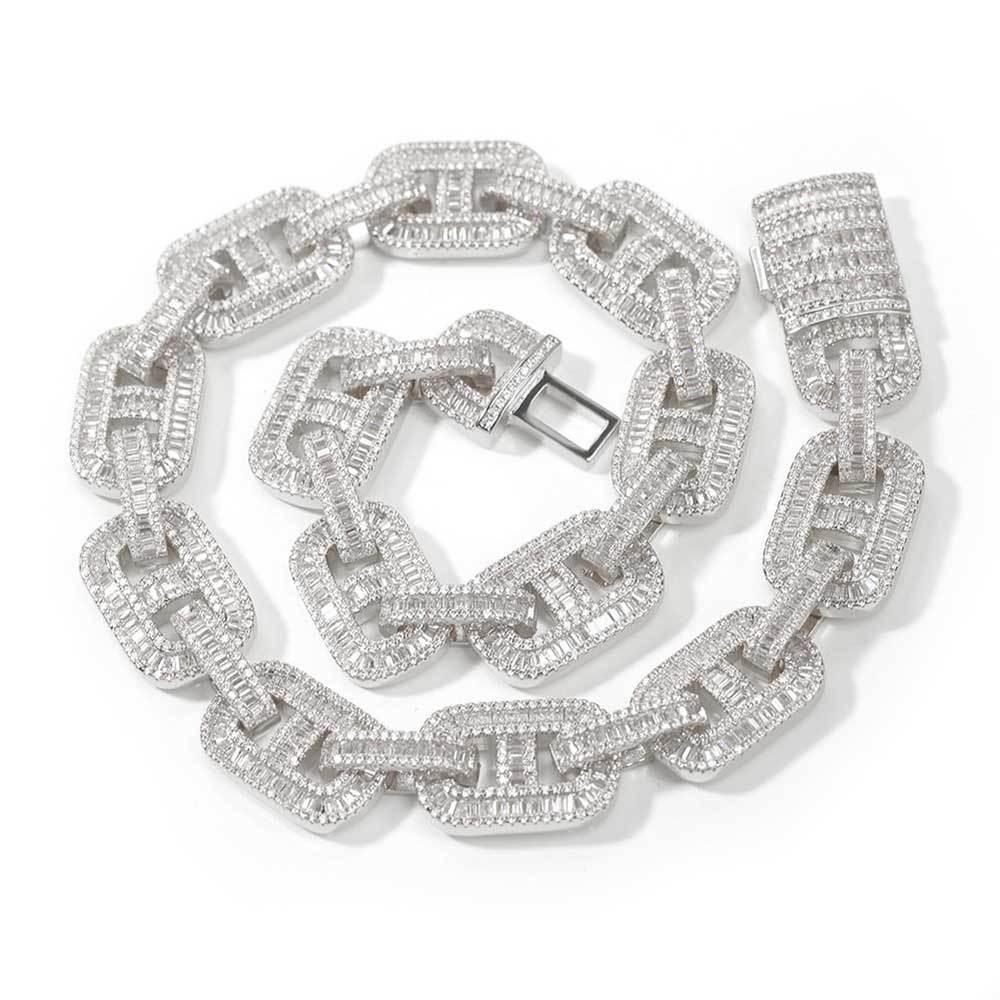 15mm Cuban Chain Necklace with Micro-Pave Zircon - CaratixJewelry