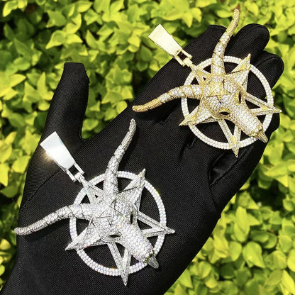 Iced Out "G.O.A.T." Head Pendant | Men's Greatest of All Time Necklace - CaratixJewelry