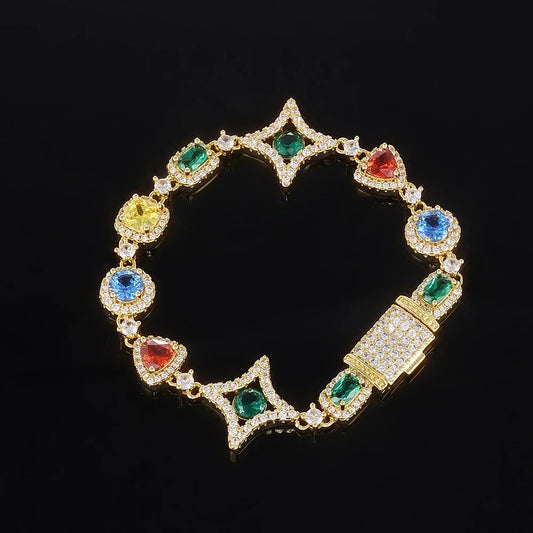 Colorful Gemstone Zircon Bracelet Luxury Hip Hop Jewelry for Men & Women | Caratix Jewelry - CaratixJewelry