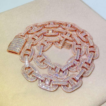 15mm Moissanite Cuban Link Necklace | S925 Silver “Pig Nose” Hip Hop Chain - CaratixJewelry