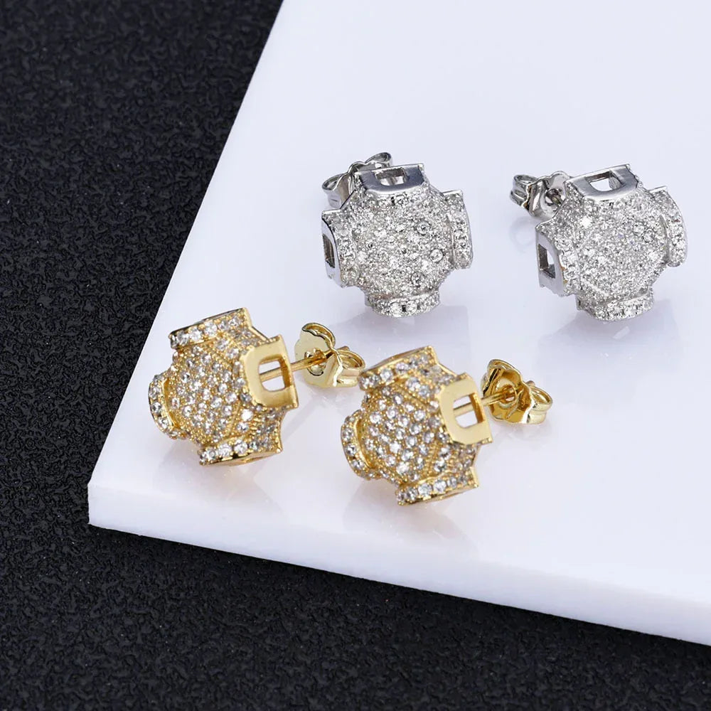 Full Zircon Stud Earrings for Men | Trendy Hip Hop Jewelry | Caratix Jewelry - CaratixJewelry