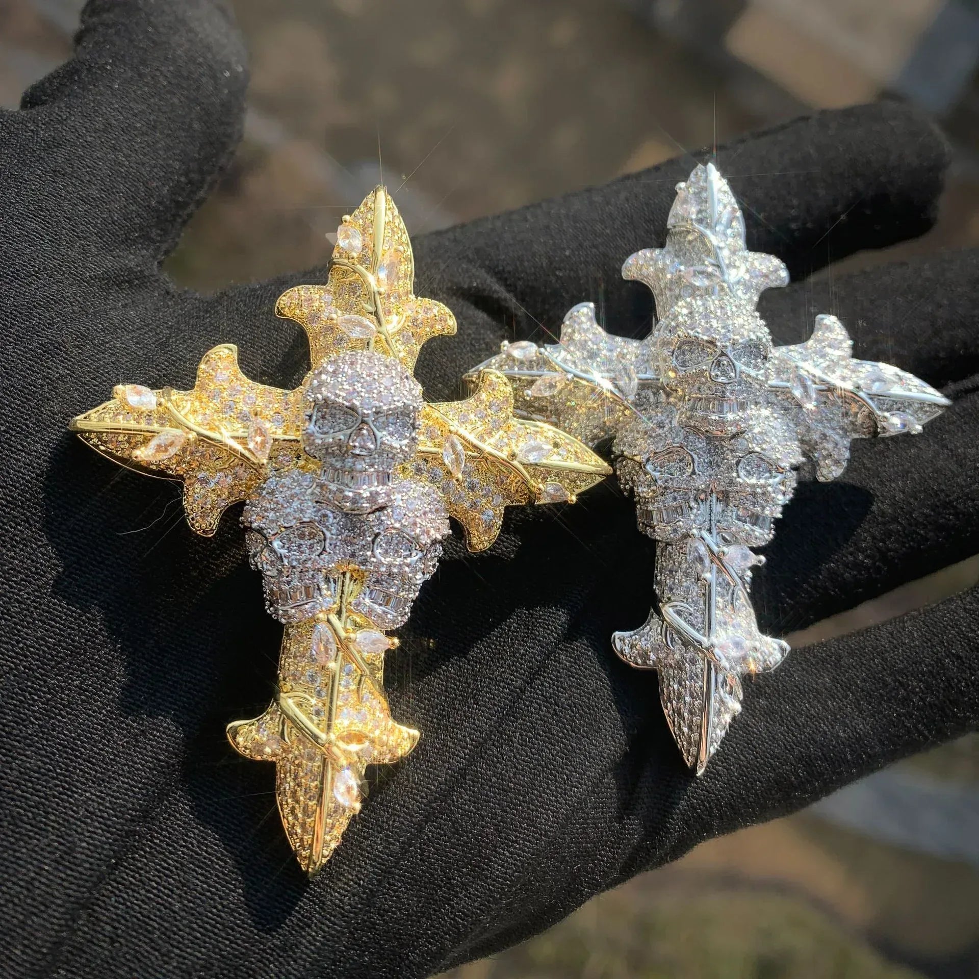 Iced Out Skull Cross Pendant Necklace – Hip Hop CZ - CaratixJewelry