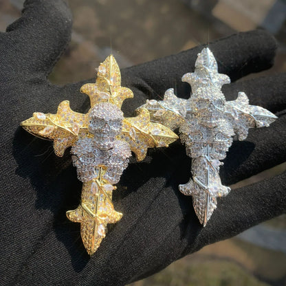 Iced Out Skull Cross Pendant Necklace – Hip Hop CZ - CaratixJewelry