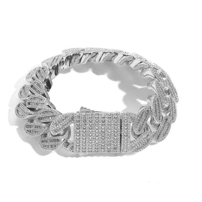 20mm Iced Out Cuban Bracelet Mixed Zircon Rapper Style - CaratixJewelry