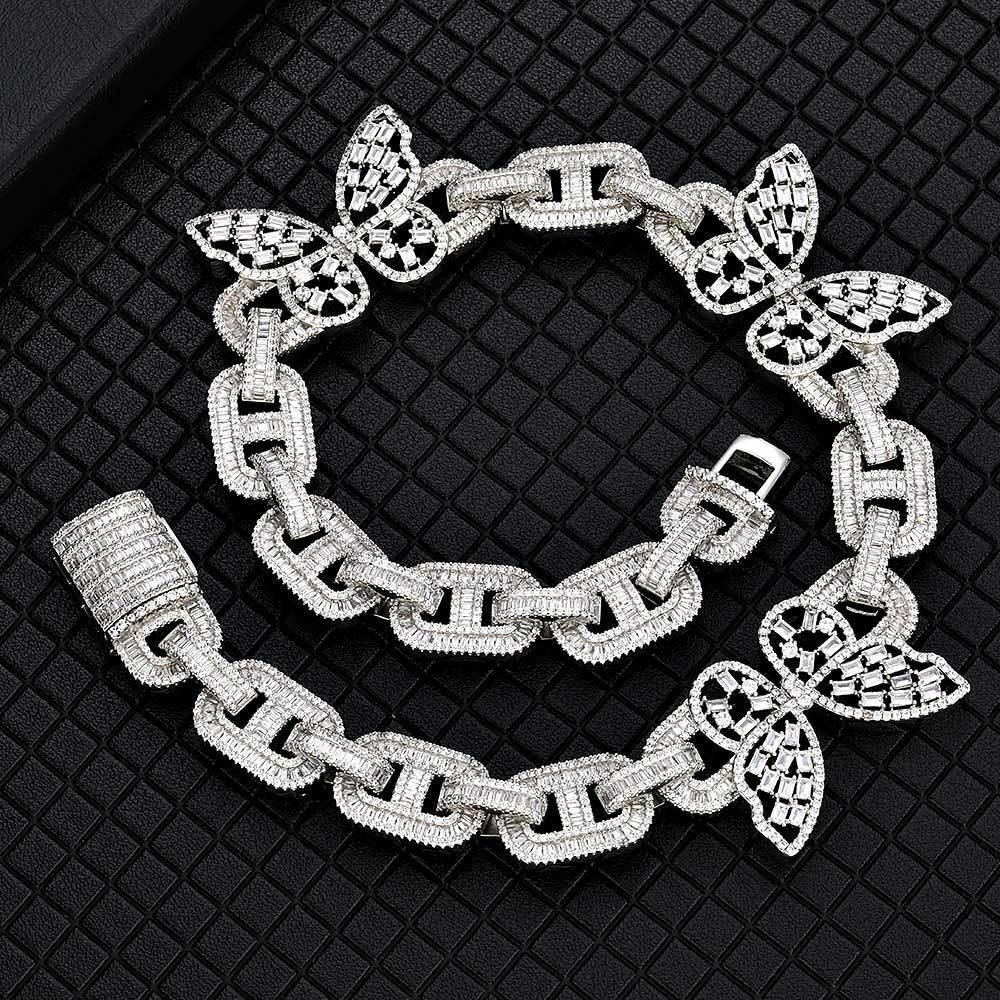 Butterfly Pig Nose Cuban Chain Zircon Choker Necklace for Women | Caratix Jewelry - CaratixJewelry