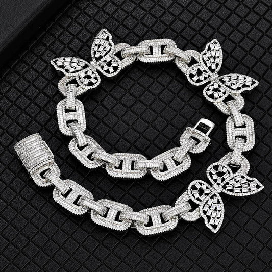Butterfly Pig Nose Cuban Chain Zircon Choker Necklace for Women | Caratix Jewelry - CaratixJewelry