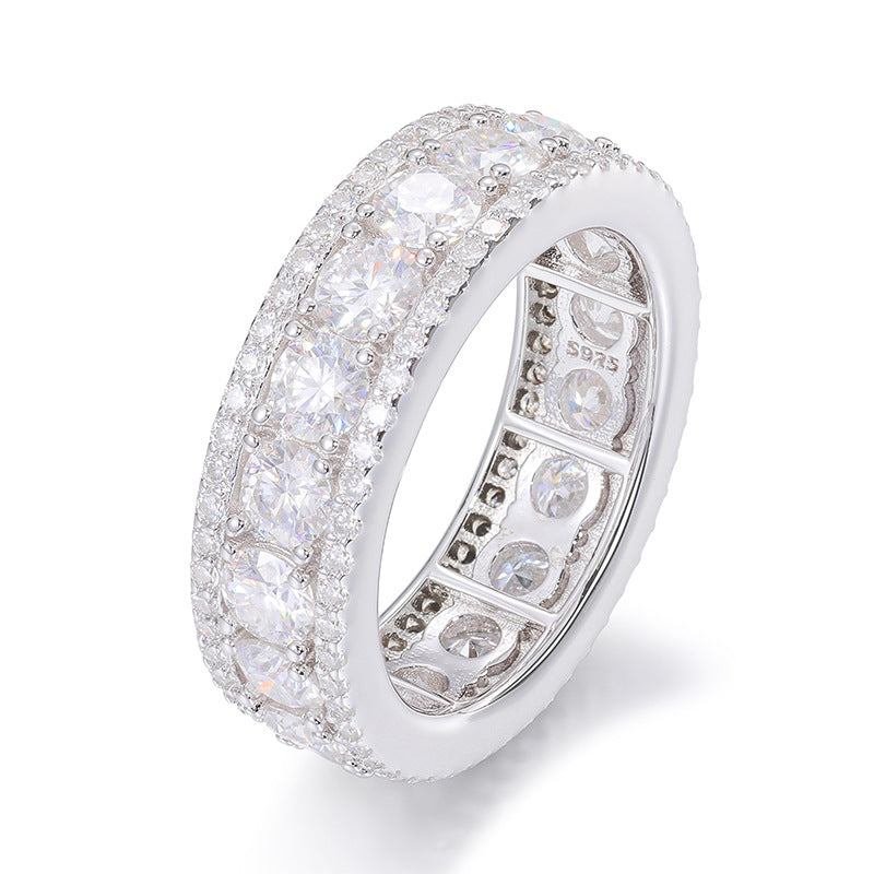 Unisex Moissanite Round Ring 925 Sterling Silver | Caratix