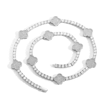 Unisex Single-Row Clover Tennis Choker | 5A Zircon Hip Hop Necklace | Versatile Bling Jewelry | Caratix - CaratixJewelry