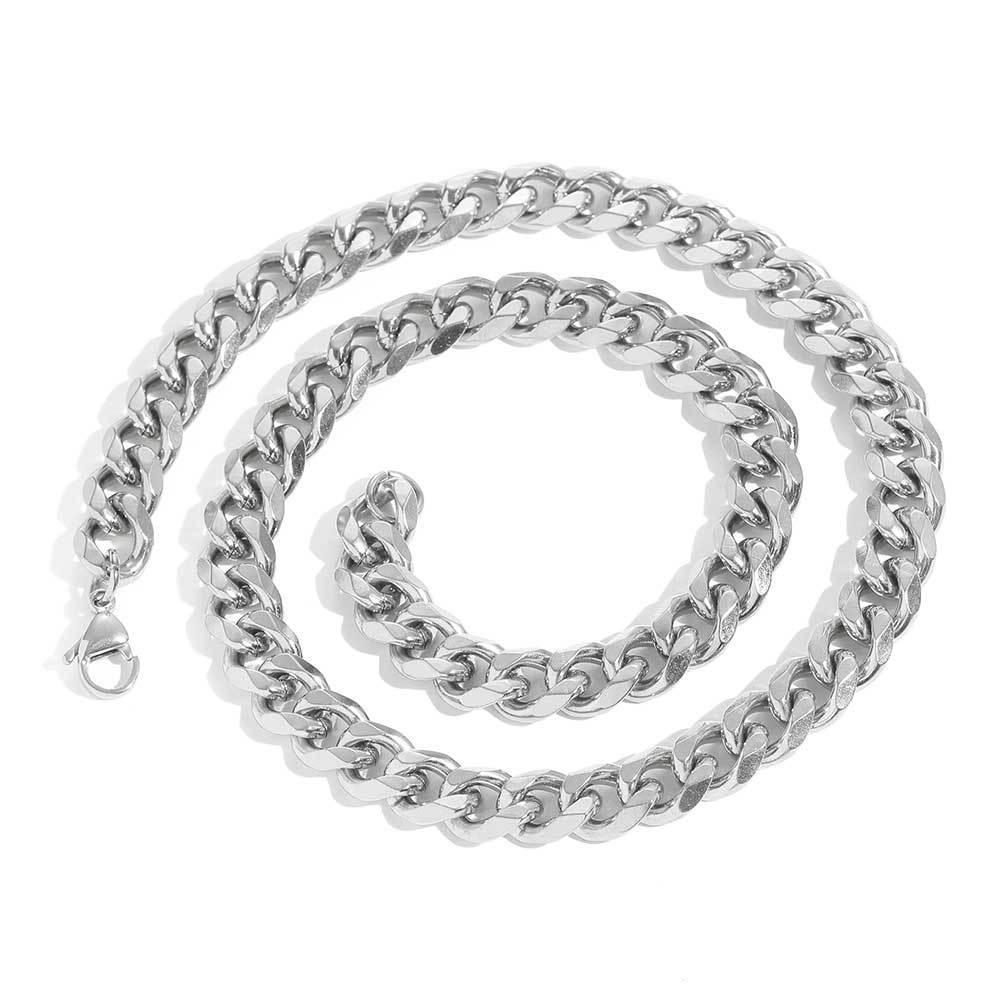 11mm Six-Sided Stainless Steel Cuban Chain Necklace for Men | Caratix Jewelry - CaratixJewelry